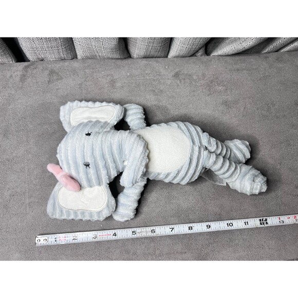 Chick Pea Plush Elephant Lovey Gray White Ears Tummy Textured Pink Bow 11 inch - Picture 6 of 6